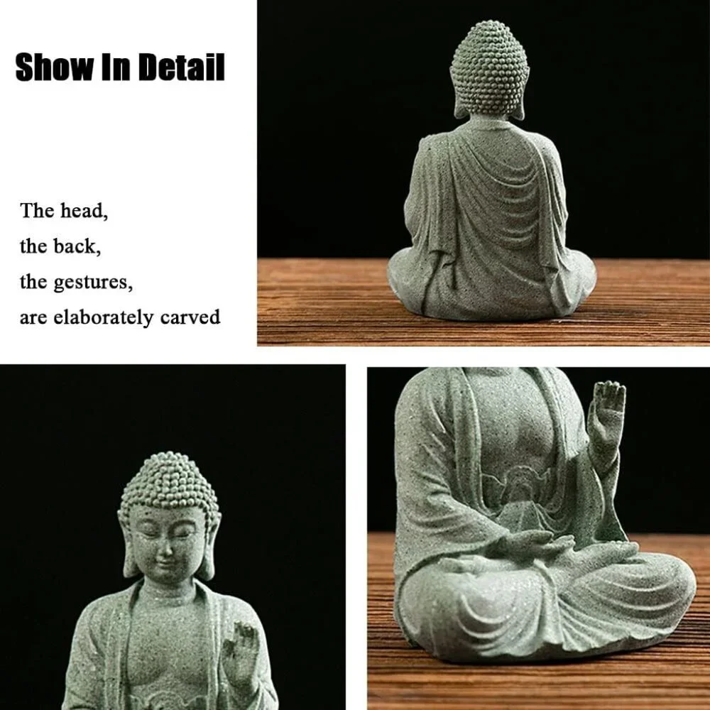Mini Buddha Statue 4.7 Inch Natural Stone Handmade Buddha Sculptures Creative Ze - Picture 5 of 6